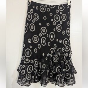 Alfani Y2k Vintage 100% Silk Fairy Skirt Black Polka Dot 10 Midi Maxi Bias